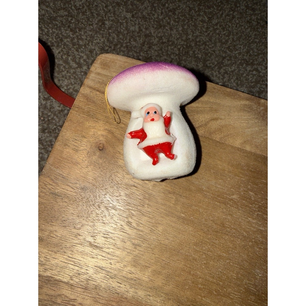 Vintage 1960s Flocked Mushroom Santa Ornament MCM Retro Hong Kong Granola Girl